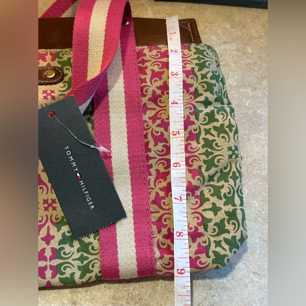 TOMMY HILFIGER Colorful Fabric And Faux Leather Satchel Handbag Shoulder Bag NWT - Picture 14 of 14